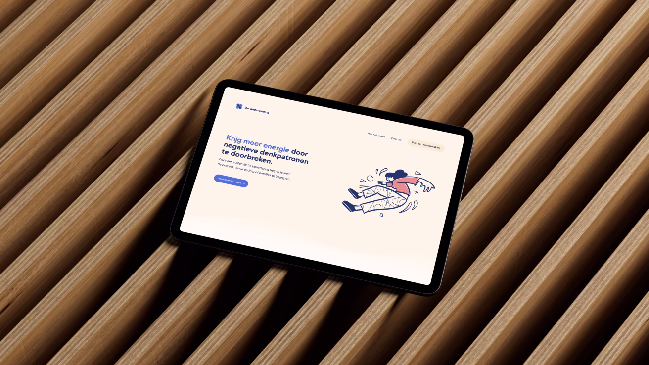 Tablet displaying the website of De Ondervinding.